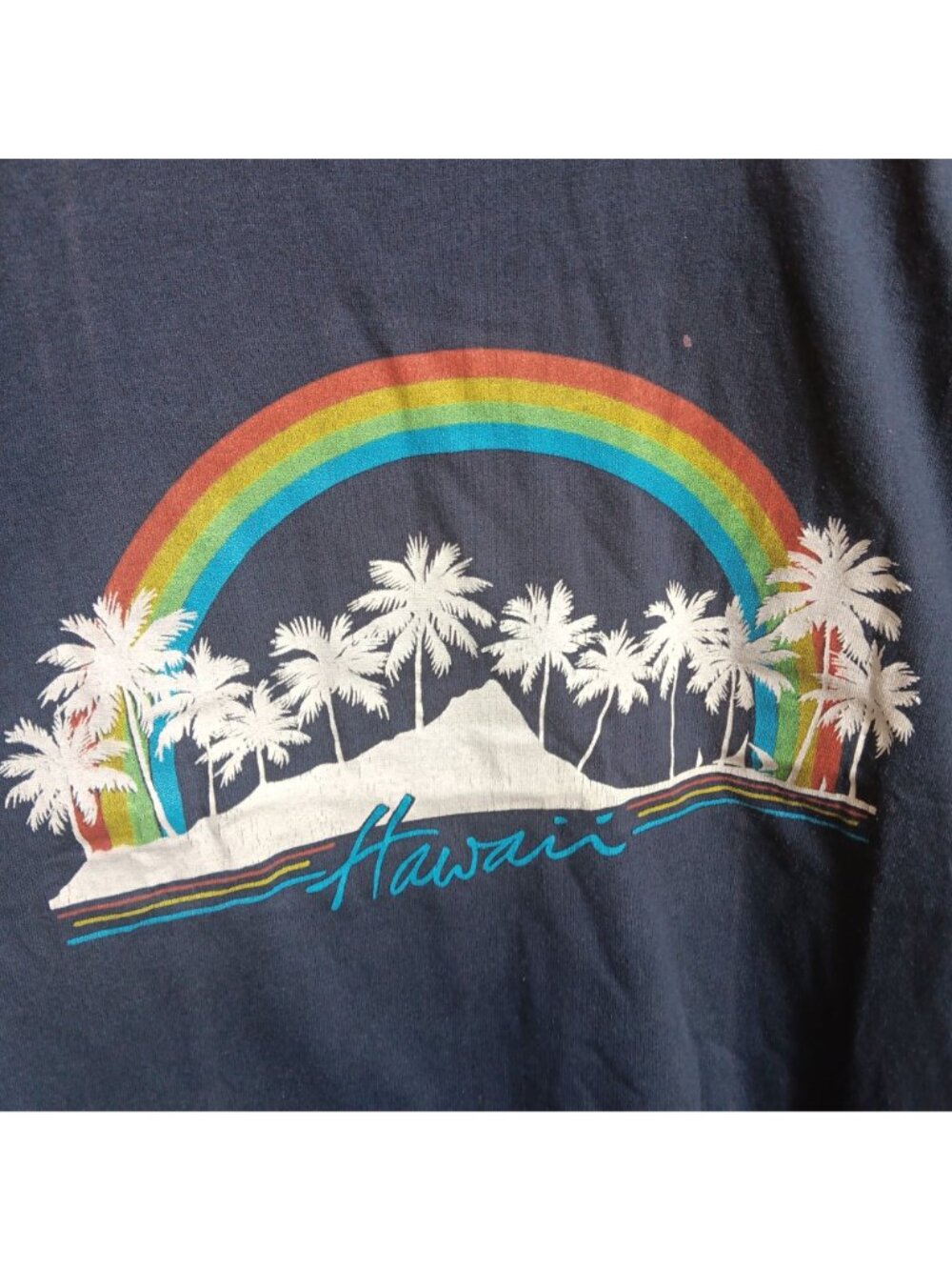 Small Vintage T-shirt Single Stitch Hawaii Rainbow Palm HEF-T USA 1980s Sufer - Picture 2 of 6